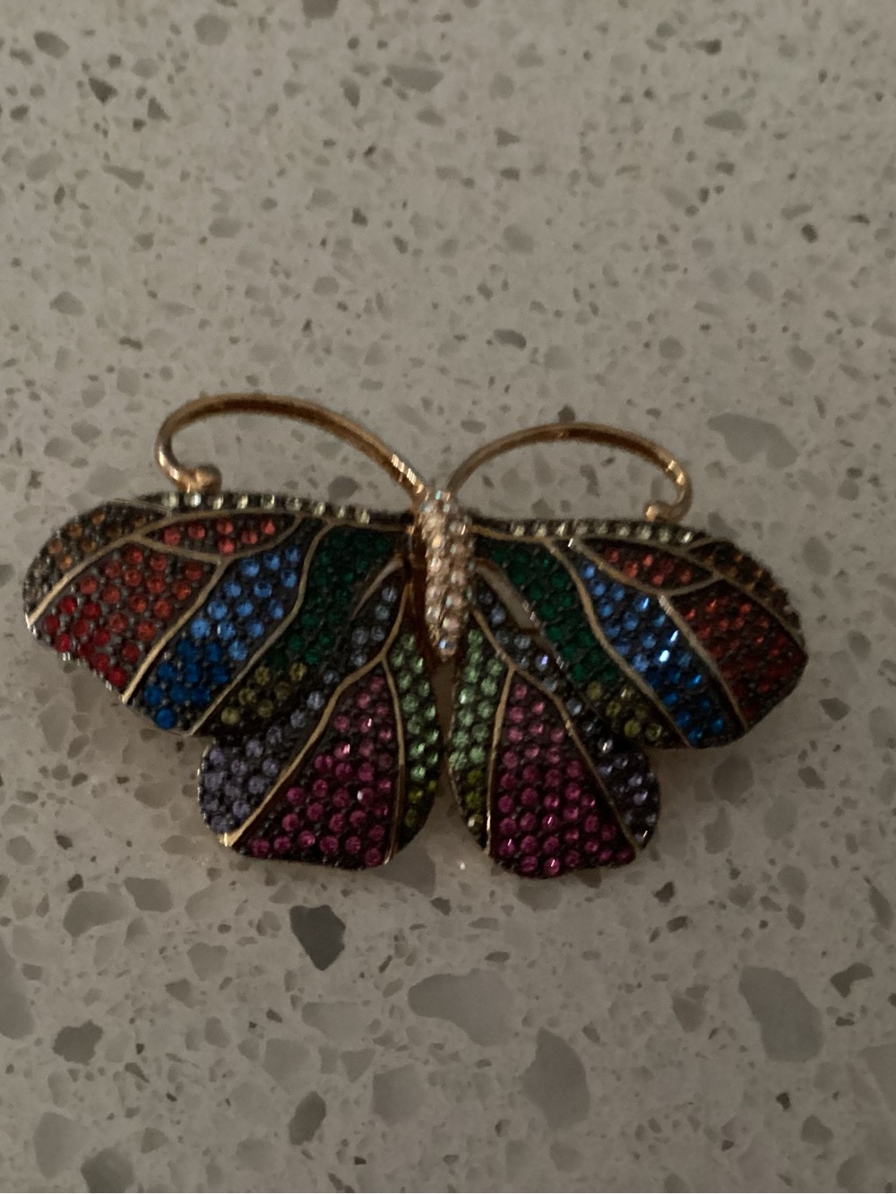 Beautiful Butterfly Pin Brooch by Joan Rivers Swarovski Crystal Gold Tone